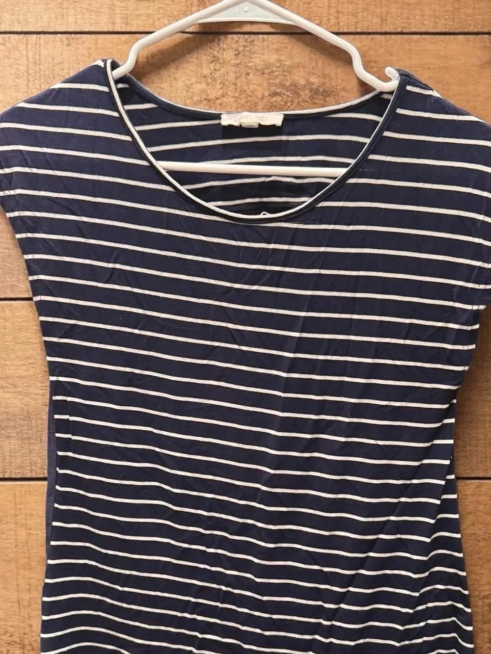 August mist Striped Navy and White Cap Sleeve Top - XS